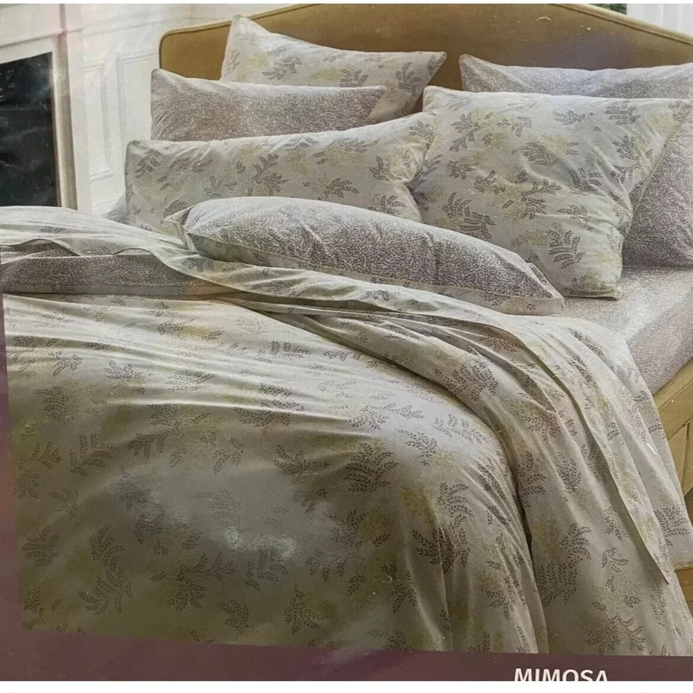 Anne de Solene Paris Mimosa Queen Fitted & Flat Sheet Percale 100% Combed Cotton